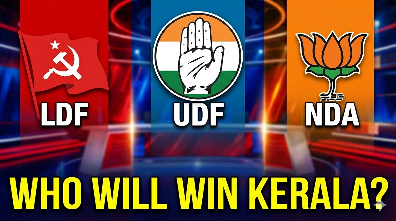 Thumbnail for Kerala 2026 Assembly Election Debate — LDF vs UDF vs NDA: Who Will Win?